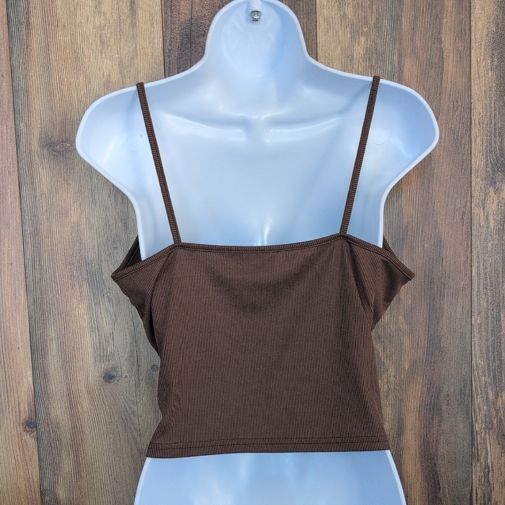 SHEIN Chocolate Lace Detail Camisole Ribbed Tank top XL           T137 - Picture 5 of 6